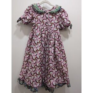 Vintage‎ Mousefeathers Girls Floral & Leaves Dress Ruffle Cottagecore Size 6X